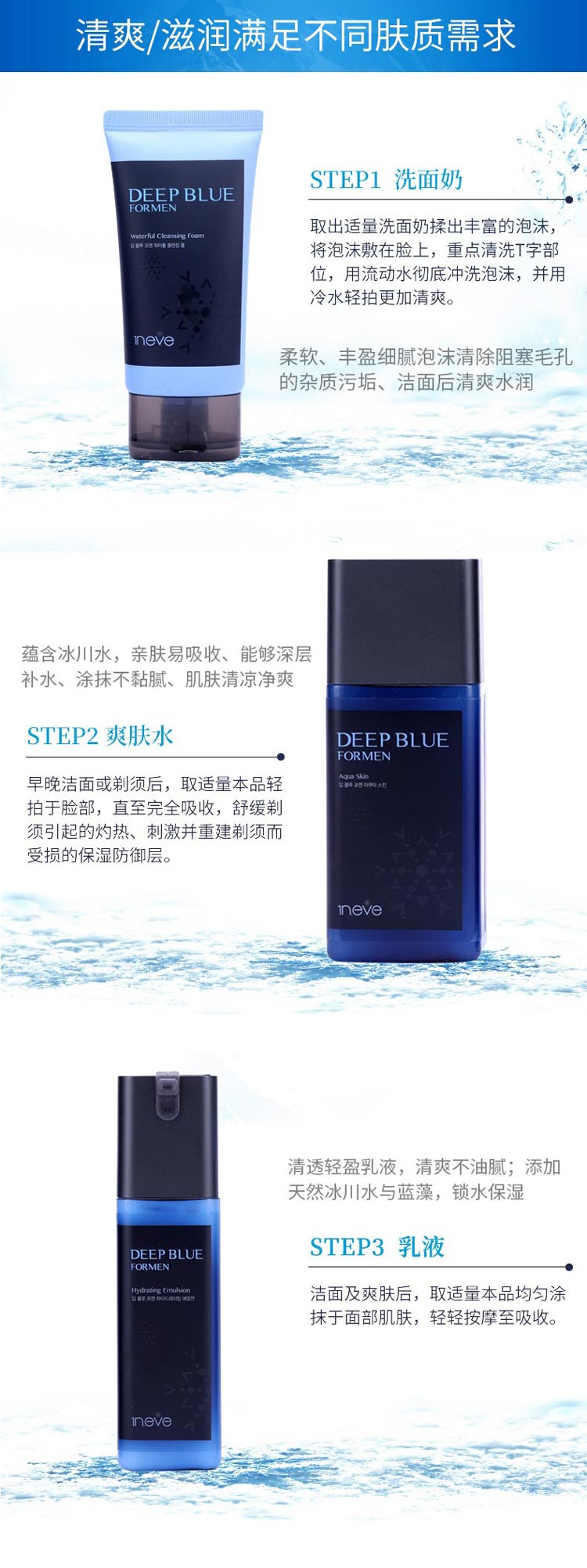 维娜依艾丽深层清透保湿男士系列套功效与作用